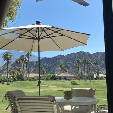 Patio with mountain view