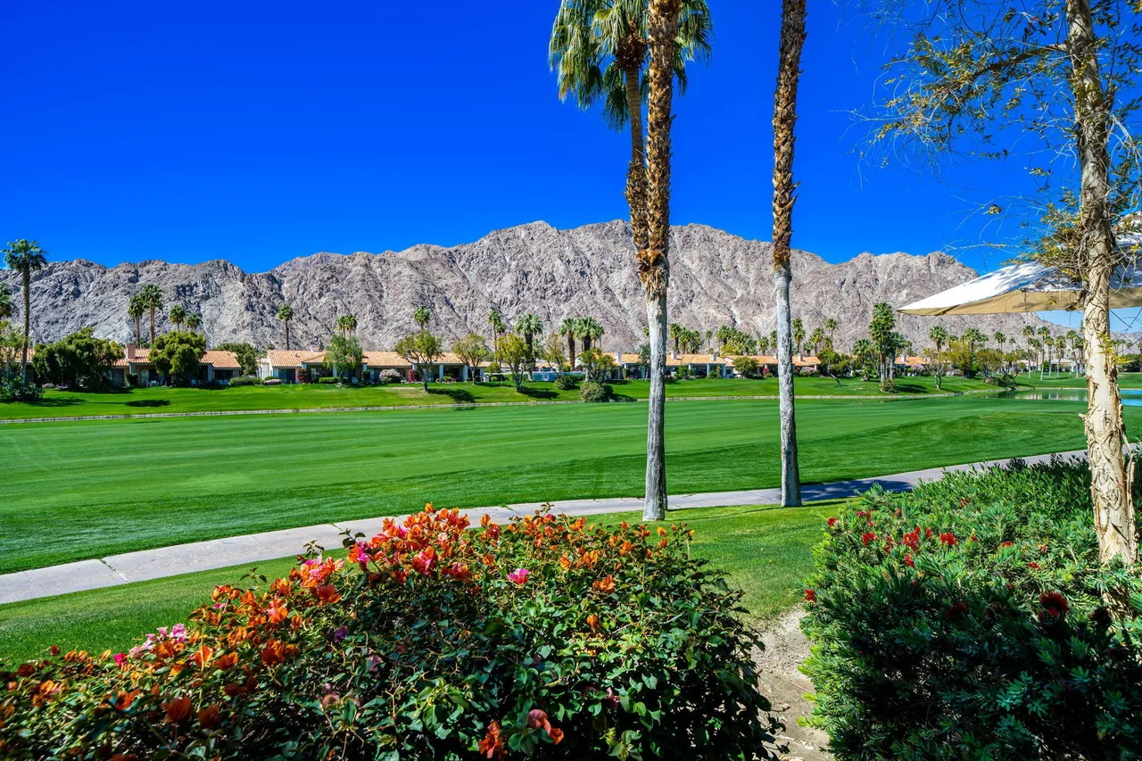 Golf course with mountain view